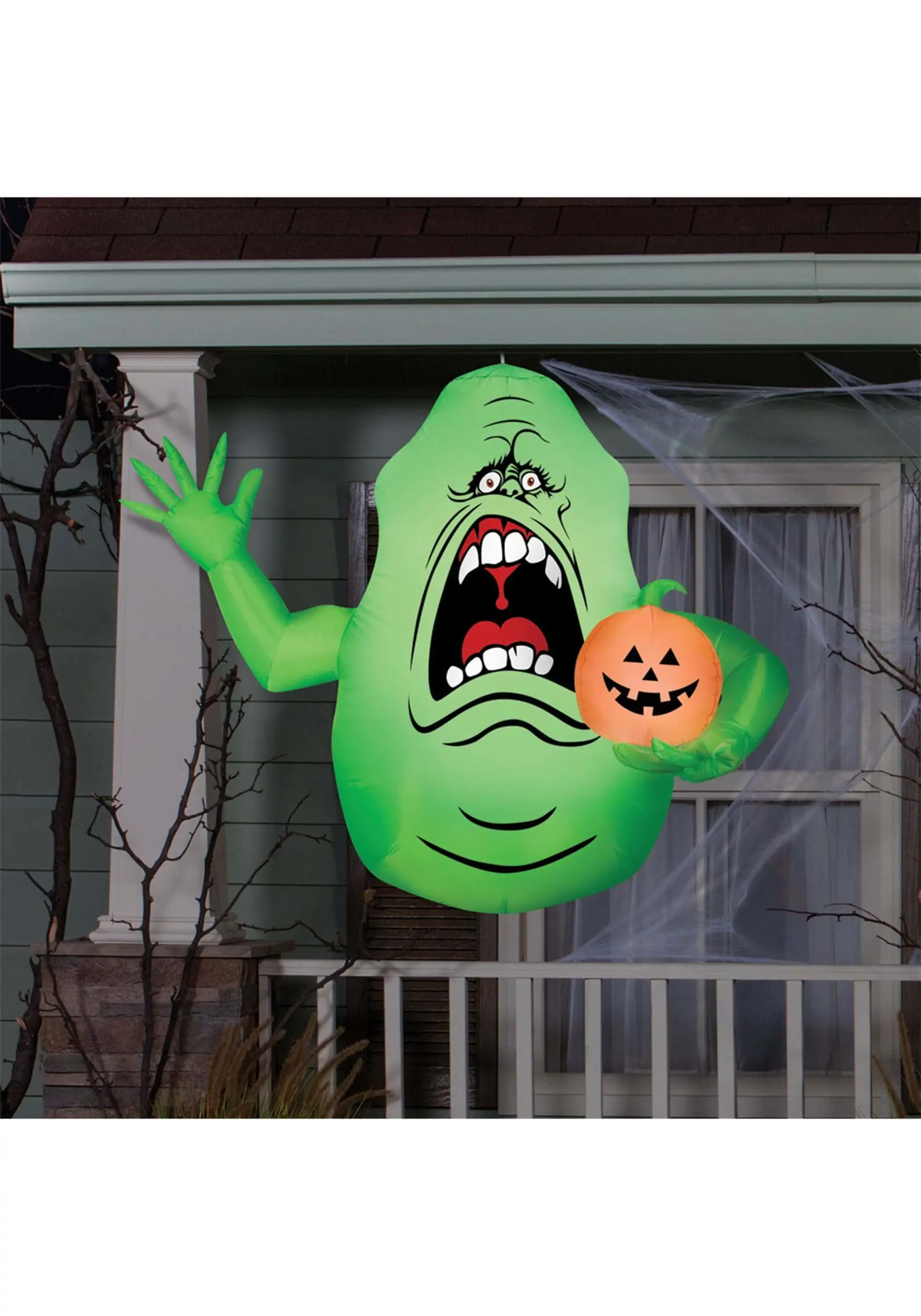 Morris Costumes 49 Inch Medium Airblown Hanging Slimer Ghost With Pumpkin Inflatable 2 Morris Costumes 49 Inch Medium Airblown Hanging Slimer Ghost With Pumpkin Inflatable - Image 2