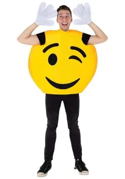 Dress Up America Emoji Wink Smiley Costume For Adults