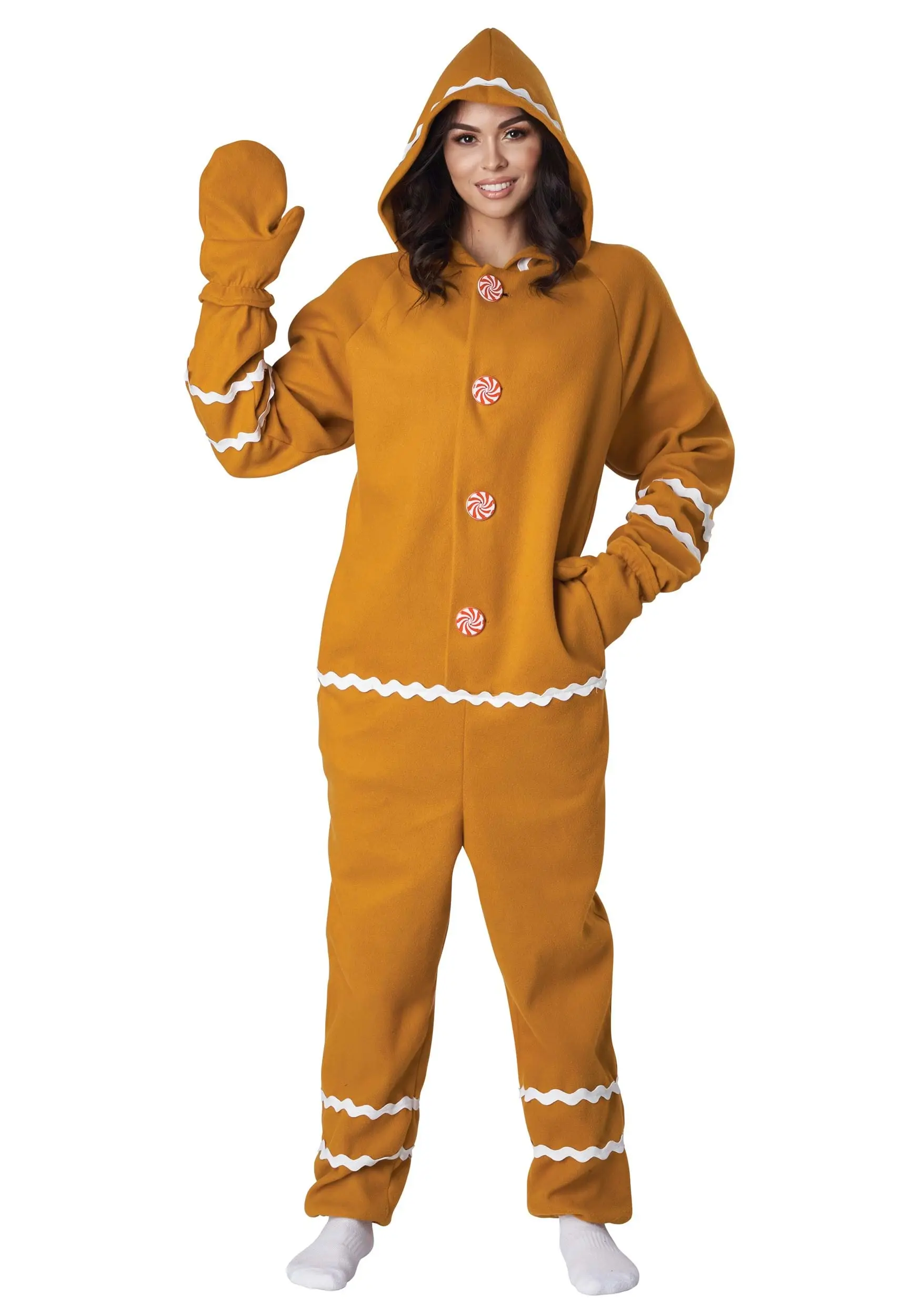 California Costume Collection Adult Gingerbread Cookie Jumpsuit 1 California Costume Collection Adult Gingerbread Cookie Jumpsuit