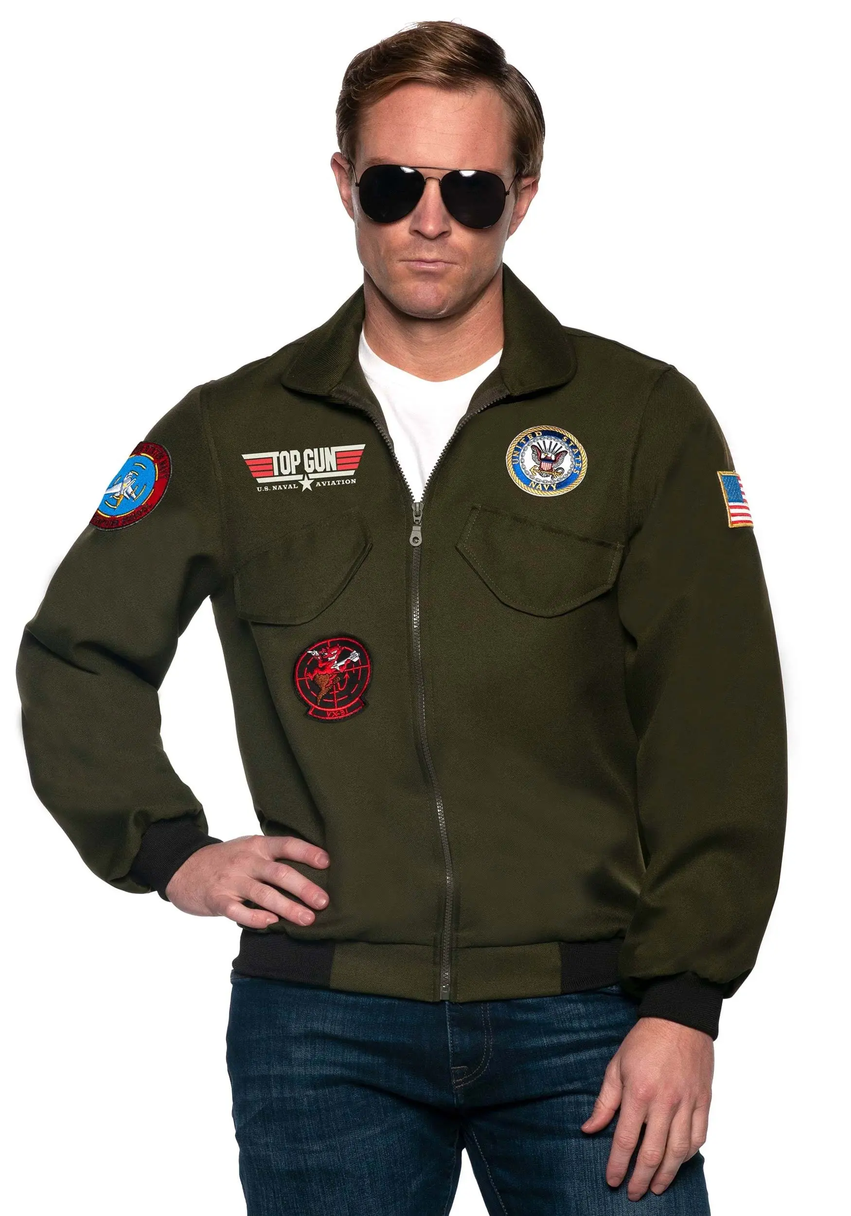 Underwraps US Navy Top Gun Pilot Jacket For Adults 1 Underwraps US Navy Top Gun Pilot Jacket For Adults