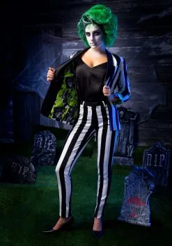 Haizhilan Garment CO., LTD Beetlejuice Women's Suit Blazer -Cheap Anna Costumes Store beetlejuice womens blazer alt 8