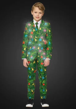 Opposuits Green Christmas Tree Light Up Suit For Boys -Cheap Anna Costumes Store boys green christmas tree light up suit alt 2