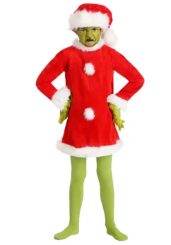 Elope Kids The Grinch Santa Deluxe Costume With Mask -Cheap Anna Costumes Store child the grinch santa deluxe costume with mask alt 2