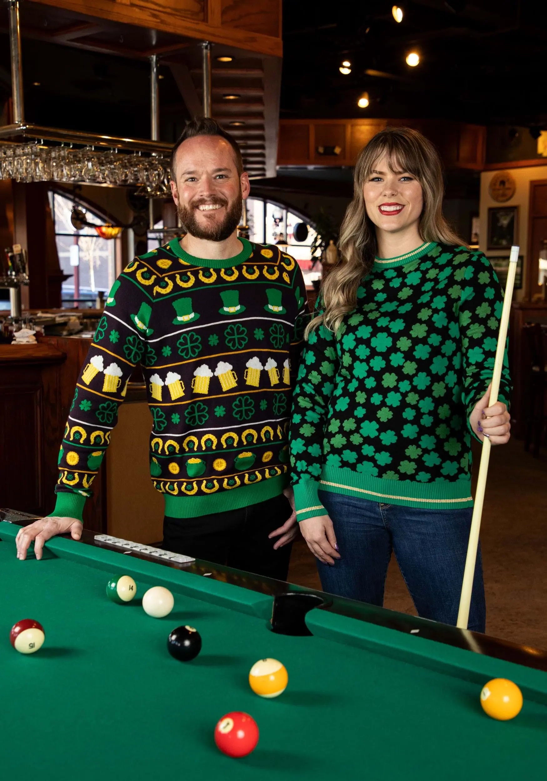 BigWan Apparel Co. Clovers All-Over Print St Patrick's Sweater For Adults 2 BigWan Apparel Co. Clovers All-Over Print St Patrick's Sweater For Adults - Image 2