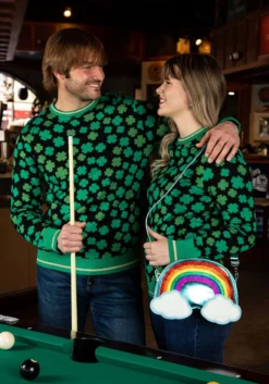 BigWan Apparel Co. Clovers All-Over Print St Patrick's Sweater For Adults 11 BigWan Apparel Co. Clovers All-Over Print St Patrick's Sweater For Adults -Cheap Anna Costumes Store clovers all over st patricks sweater alt 2