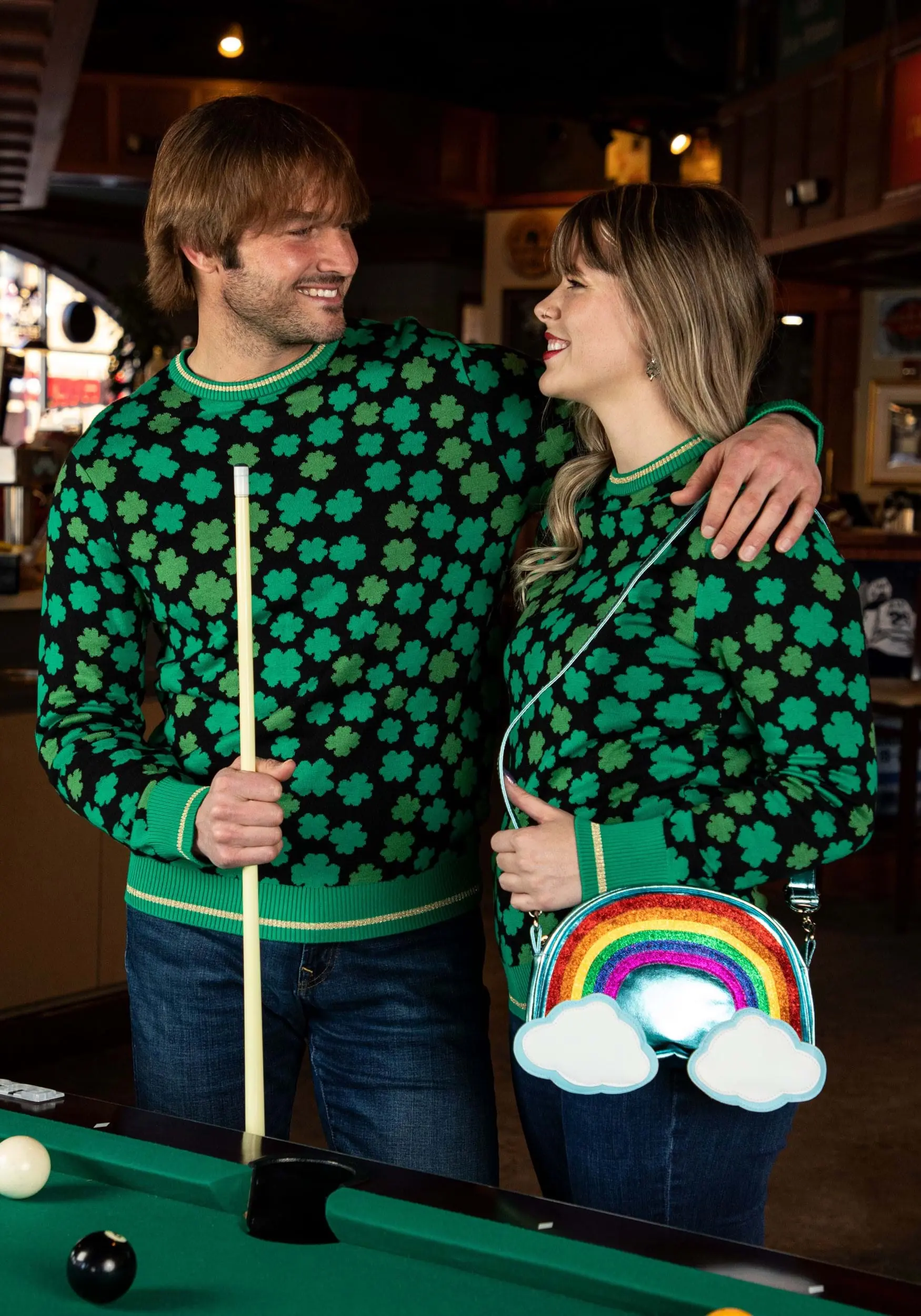 BigWan Apparel Co. Clovers All-Over Print St Patrick's Sweater For Adults 3 BigWan Apparel Co. Clovers All-Over Print St Patrick's Sweater For Adults - Image 3