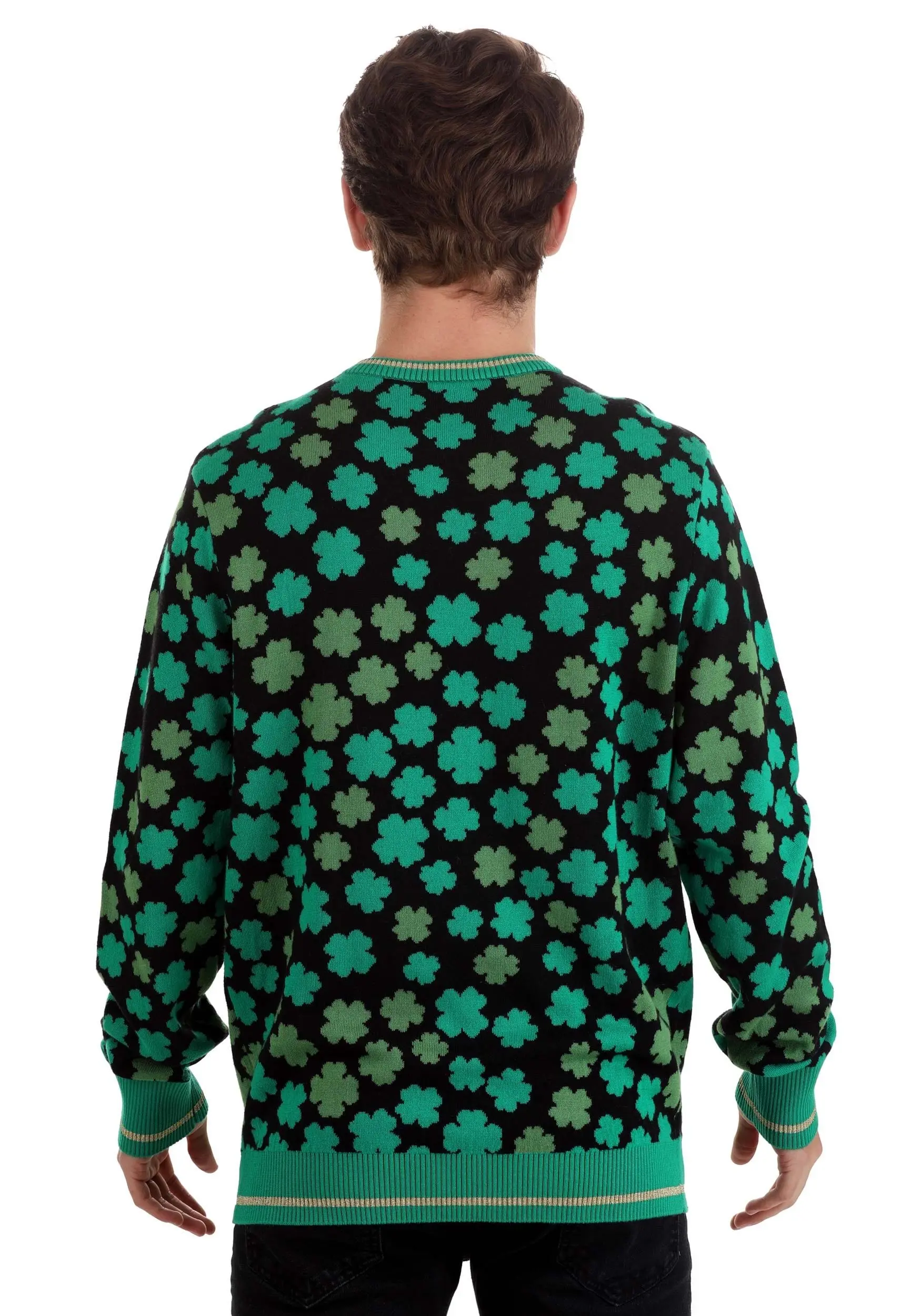 BigWan Apparel Co. Clovers All-Over Print St Patrick's Sweater For Adults 7 BigWan Apparel Co. Clovers All-Over Print St Patrick's Sweater For Adults - Image 7