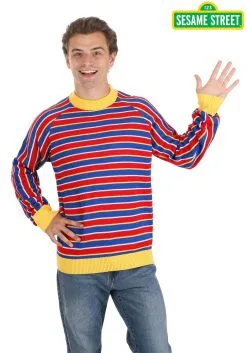 BigWan Apparel Co. Sesame Street Ernie Cosplay Adult Knit Sweater -Cheap Anna Costumes Store ernie cosplay knit sweater adult alt 2