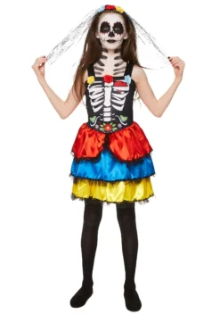 Karnival Costumes Girls' Day Of The Dead Costume Skeleton Dress