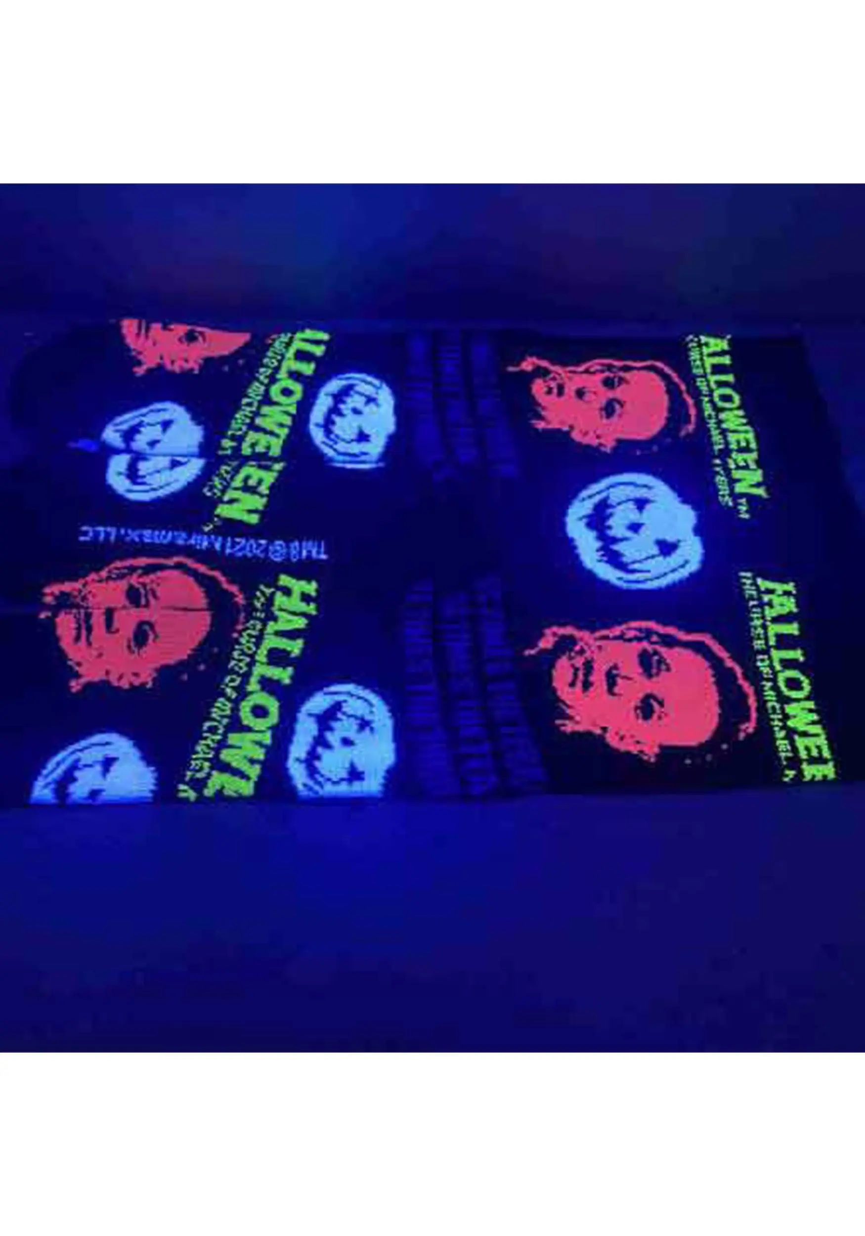 Bioworld Merchandising / Independent Sales Halloween Michael Myers Black Light Adult Crew Sock 3 Bioworld Merchandising / Independent Sales Halloween Michael Myers Black Light Adult Crew Sock - Image 3