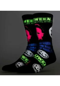 Bioworld Merchandising / Independent Sales Halloween Michael Myers Black Light Adult Crew Sock 8 Bioworld Merchandising / Independent Sales Halloween Michael Myers Black Light Adult Crew Sock -Cheap Anna Costumes Store halloween michael myers black light crew sock alt 3