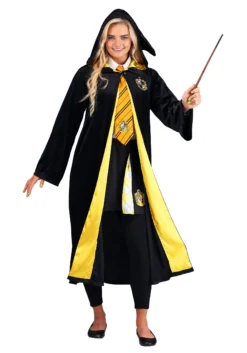Jerry Leigh Harry Potter Deluxe Hufflepuff Robe Costume For Adults -Cheap Anna Costumes Store harry potter adult deluxe hufflepuff robe alt1
