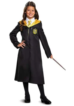 Disguise Harry Potter Classic Hufflepuff Robe Costume For Kids -Cheap Anna Costumes Store harry potter child classic hufflepuff robe costume alt 4