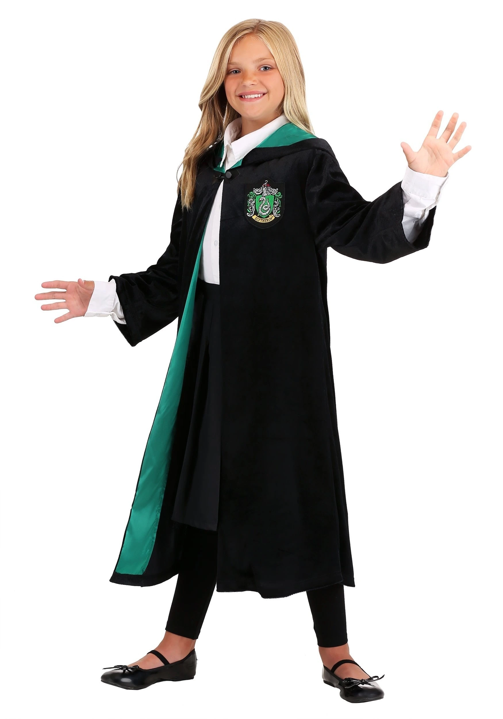 Jerry Leigh Harry Potter Kids Deluxe Slytherin Robe Costume 6 Jerry Leigh Harry Potter Kids Deluxe Slytherin Robe Costume - Image 6