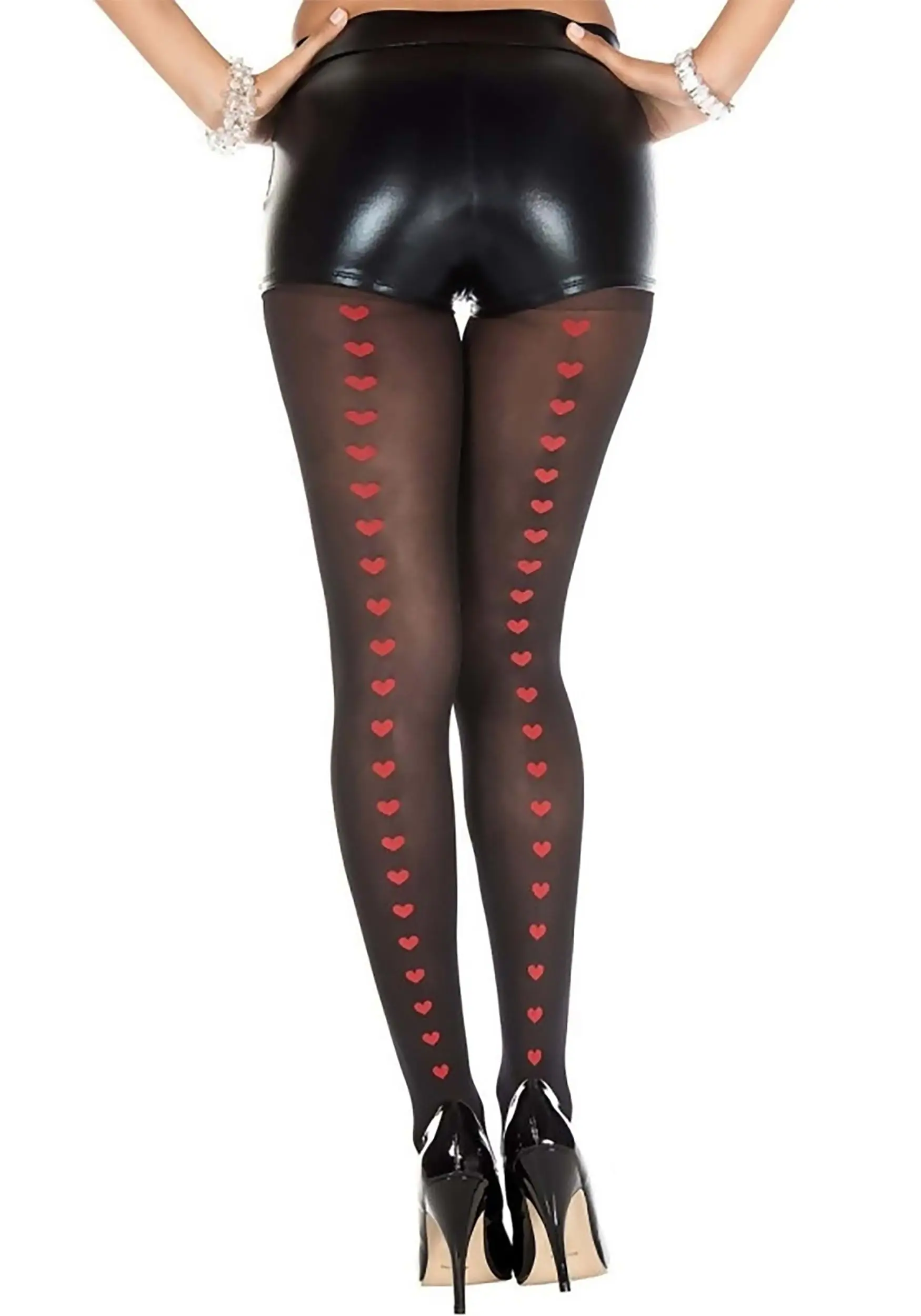 MUSIC LEGS Heart Backseam Tights For Women 1 MUSIC LEGS Heart Backseam Tights For Women