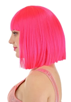 Partytime Wig Hot Pink Bob Wig Accessory -Cheap Anna Costumes Store hot pink bob wig alt 2
