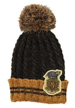 Elope Hufflepuff Heathered Pom Warm Beanie 9 Elope Hufflepuff Heathered Pom Warm Beanie -Cheap Anna Costumes Store hufflepuff heathered pom beanie alt 3