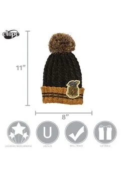 Elope Hufflepuff Heathered Pom Warm Beanie 11 Elope Hufflepuff Heathered Pom Warm Beanie -Cheap Anna Costumes Store hufflepuff heathered pom beanie alt 5
