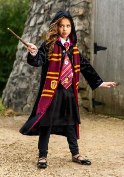 Jerry Leigh Harry Potter Deluxe Hermione Gryffindor Robe For Kids -Cheap Anna Costumes Store kids harry potter deluxe hermione gryffindor robe alt 2