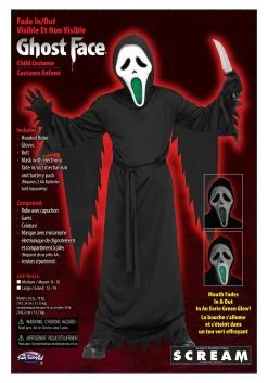 Fun World Light Up Fade Mouth Ghost Face Costume For Kids -Cheap Anna Costumes Store kids light up fade mouth ghost face alt 3