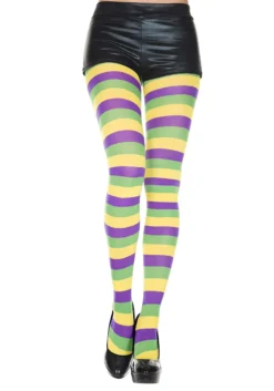 MUSIC LEGS Mardi Gras Striped Tights For Women