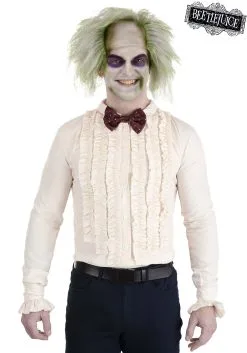 Savvy Garments Men's Beetlejuice Wedding Suit Shirt And Bow Tie