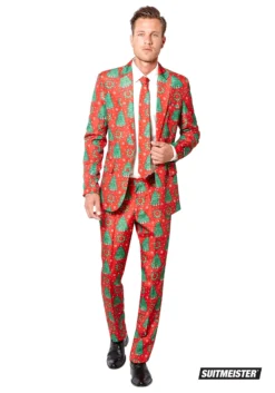 Opposuits Men's Red Christmas Trees Suitmeister Suit