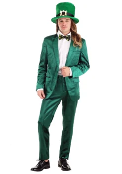 Haizhilan Garment CO., LTD Green Leprechaun Suit Costume For Men -Cheap Anna Costumes Store mens green leprechaun suit costume alt 2