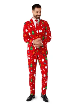 Opposuits Christmas Festivity Red Suit For Men