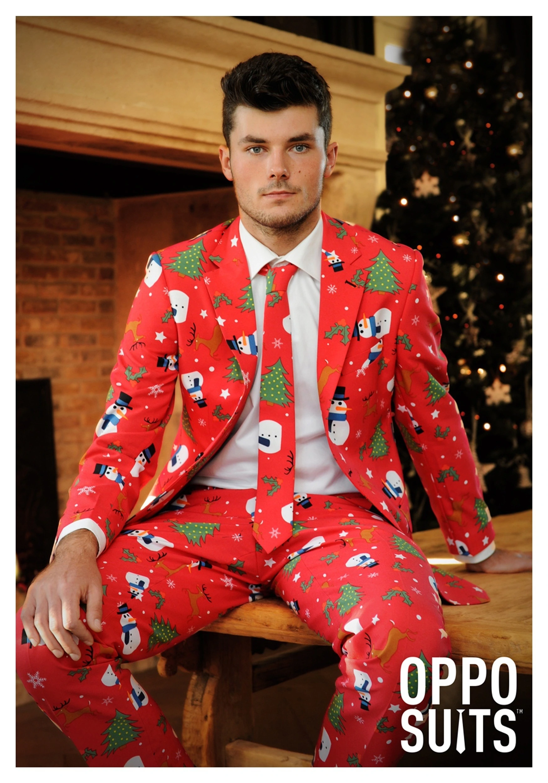 Men's OppoSuits Red Christmas Costume Suit 3 Men's OppoSuits Red Christmas Costume Suit - Image 3