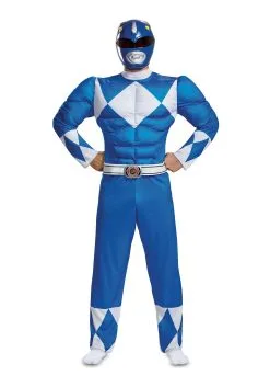 Disguise Power Rangers Blue Ranger Men's Muscle Costume -Cheap Anna Costumes Store mens power rangers blue ranger muscle costume alt 2