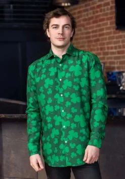 Opposuits Mens Suitmeister Button Up St. Pats Green Shirt