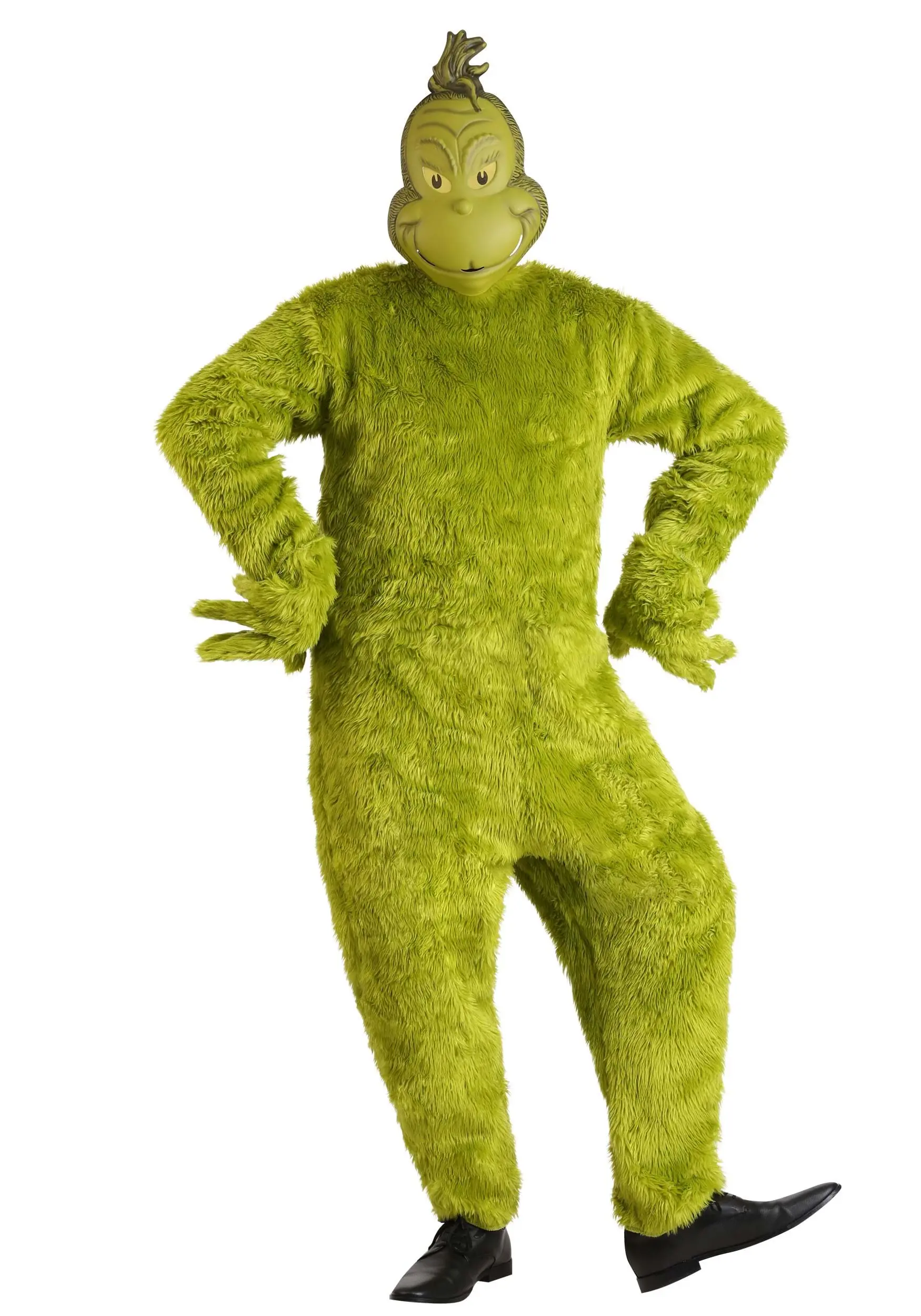 Elope The Grinch Men's Deluxe Santa Jumpsuit With Mask Costume 3 Elope The Grinch Men's Deluxe Santa Jumpsuit With Mask Costume - Image 3