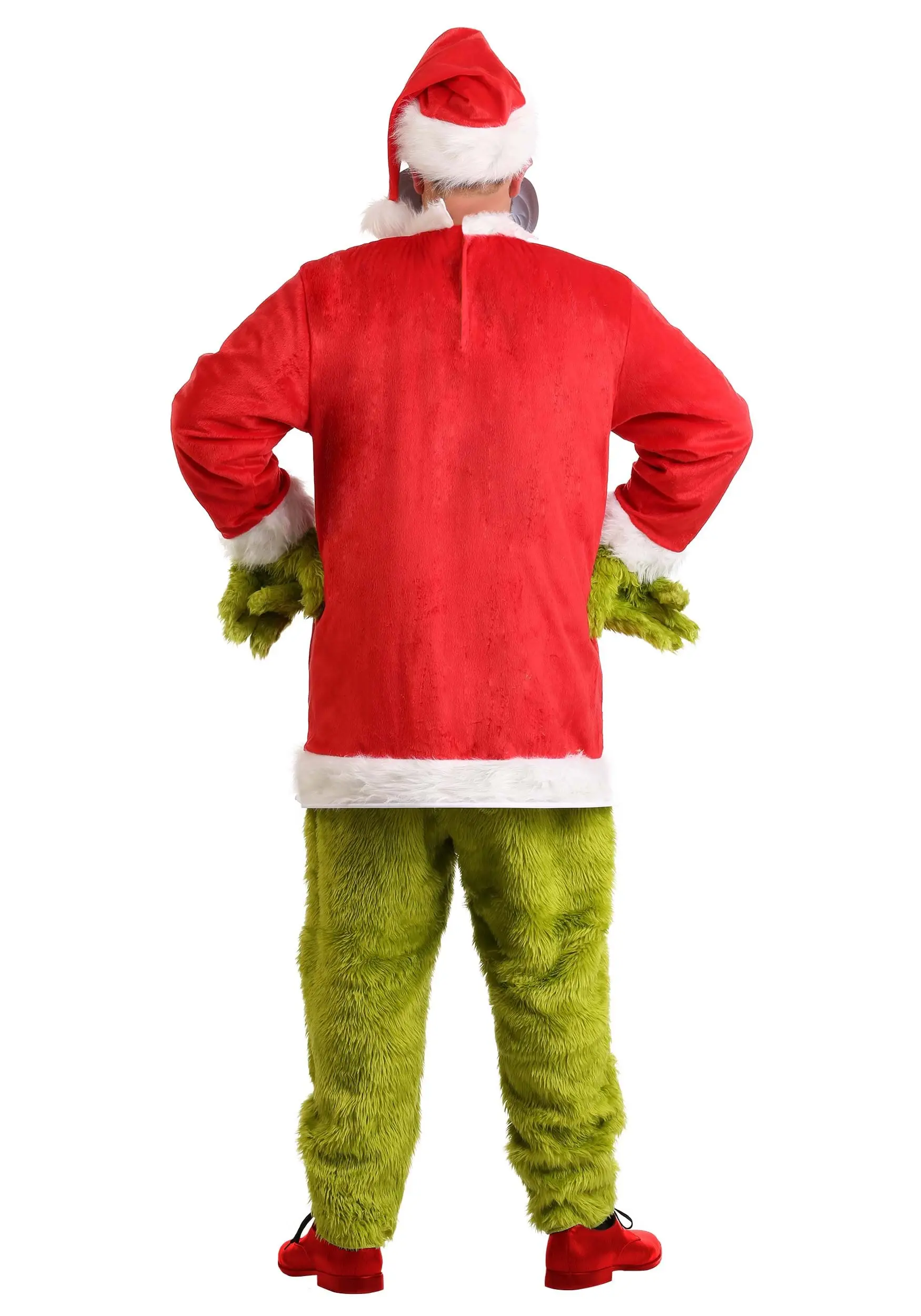 Elope The Grinch Men's Deluxe Santa Jumpsuit With Mask Costume 4 Elope The Grinch Men's Deluxe Santa Jumpsuit With Mask Costume - Image 4