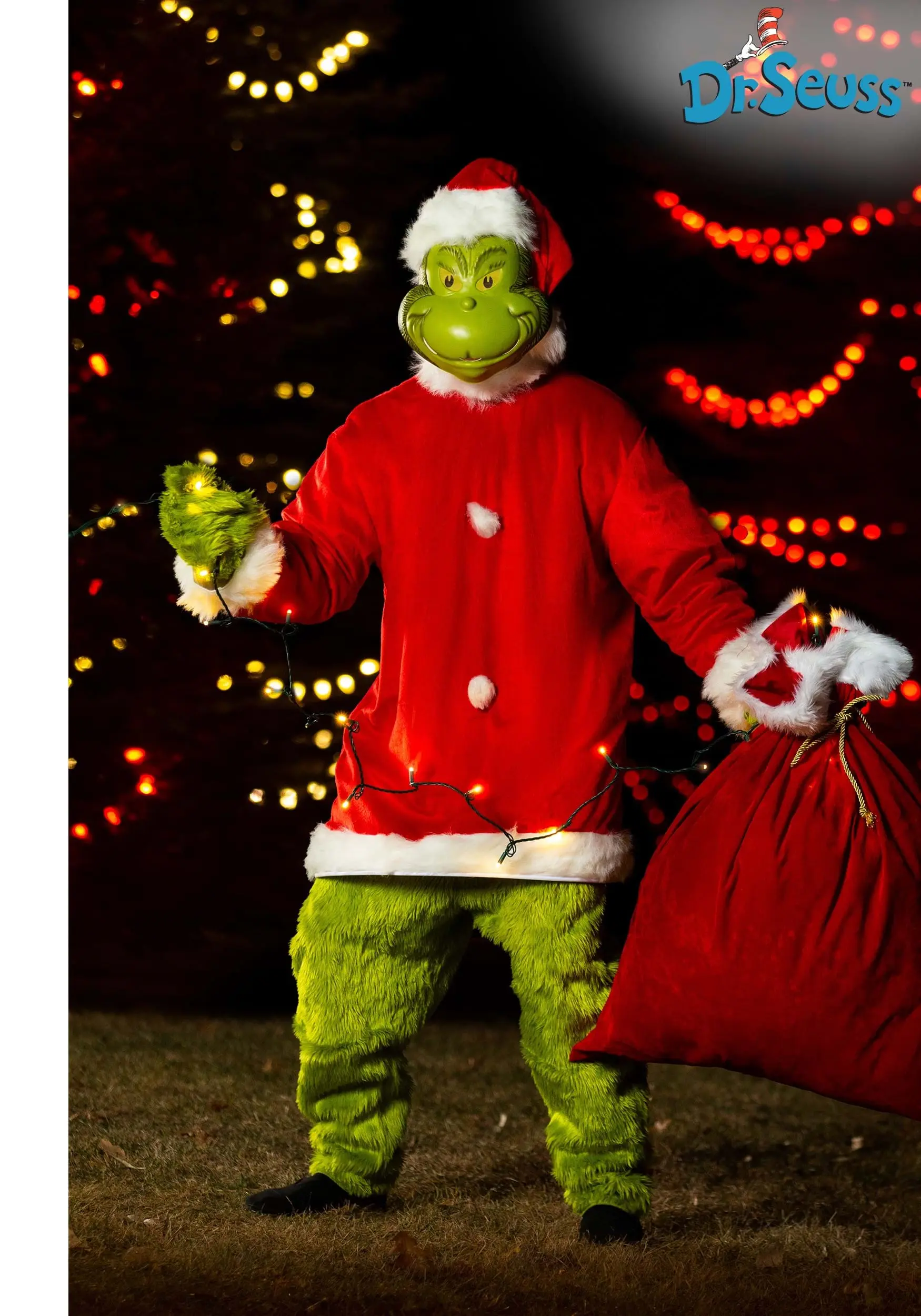 Elope The Grinch Men's Deluxe Santa Jumpsuit With Mask Costume 1 Elope The Grinch Men's Deluxe Santa Jumpsuit With Mask Costume