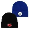 Bioworld Merchandising / Independent Sales Naruto Hidden Leaf Village & Akatsuki Set Of 2 Combo Cuff Beanies