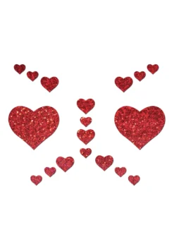 Pastease Red Crystal Heart Glitter Pasties Set For Adults