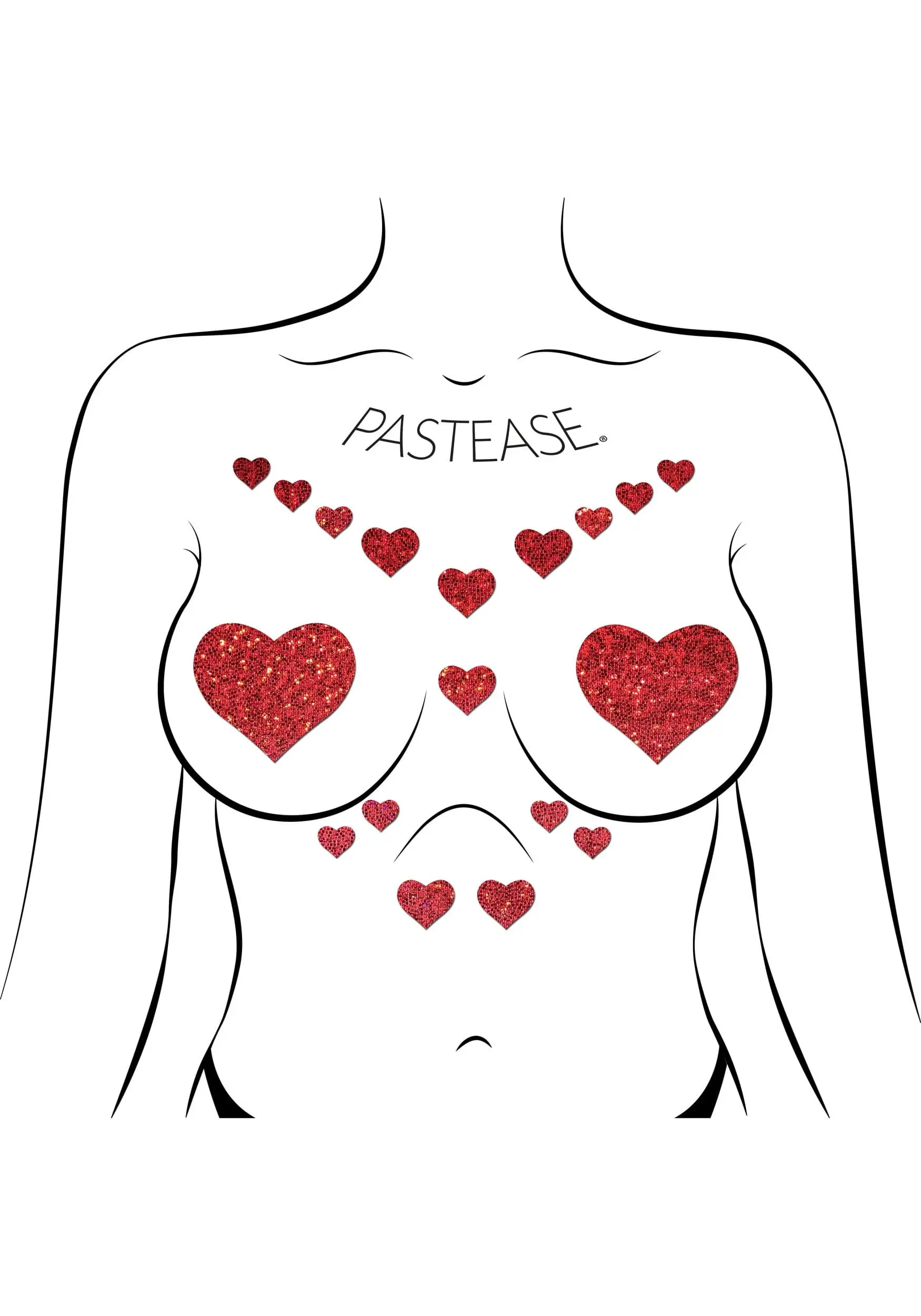 Pastease Red Crystal Heart Glitter Pasties Set For Adults 2 Pastease Red Crystal Heart Glitter Pasties Set For Adults - Image 2
