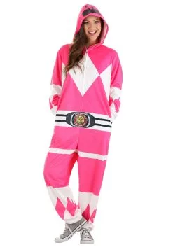 BigWan Apparel Co. Power Rangers Pink Ranger Hooded Union Suit For Adults