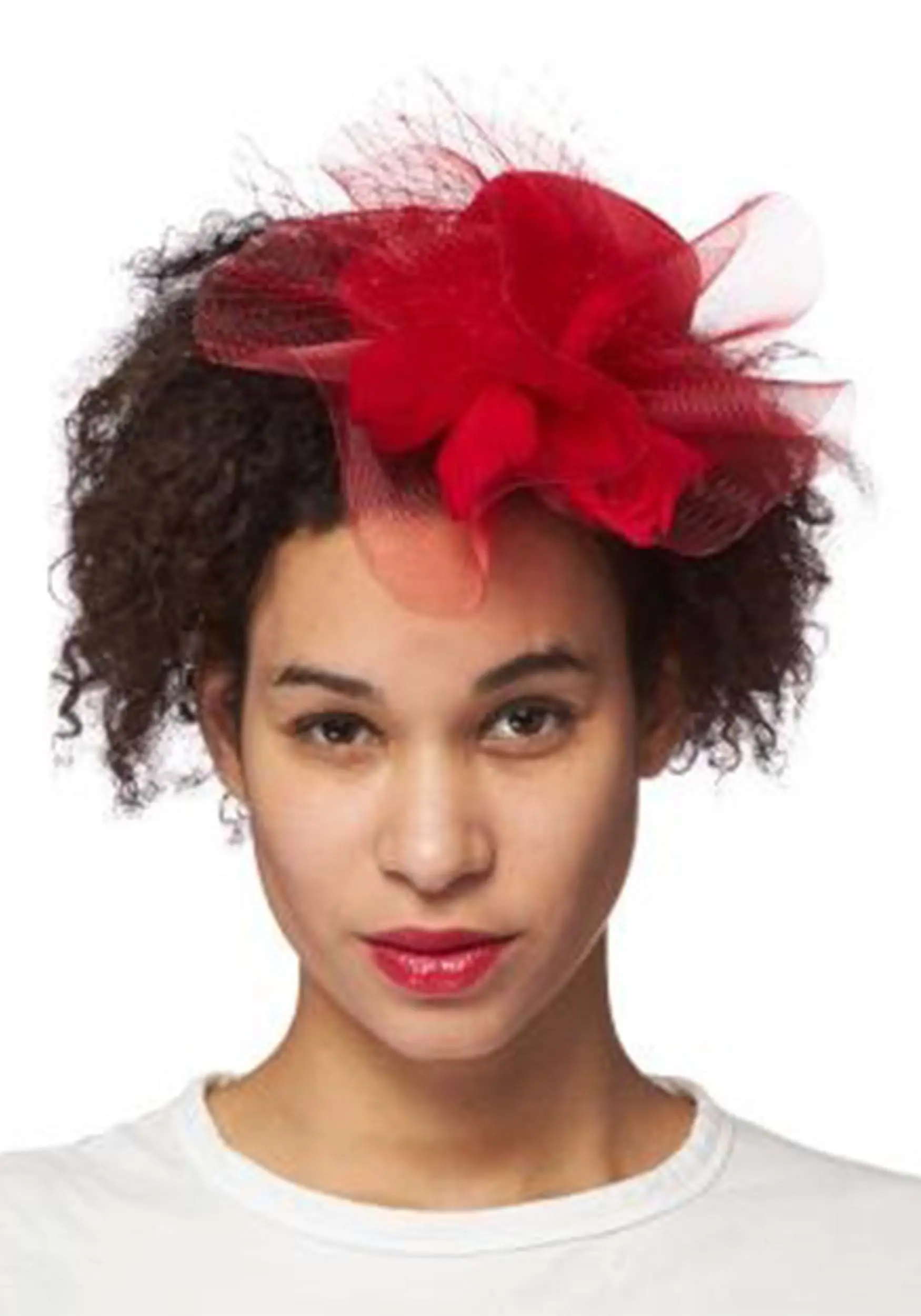 H.M. Smallwares Women's Red Burst Trim Fascinator Hat 1 H.M. Smallwares Women's Red Burst Trim Fascinator Hat