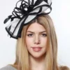 H.M. Smallwares Sinamay Black And Cream Fascinator