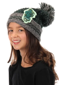 Elope Slytherin Heathered Pom Warm Beanie -Cheap Anna Costumes Store slytherin heathered pom beanie alt 3