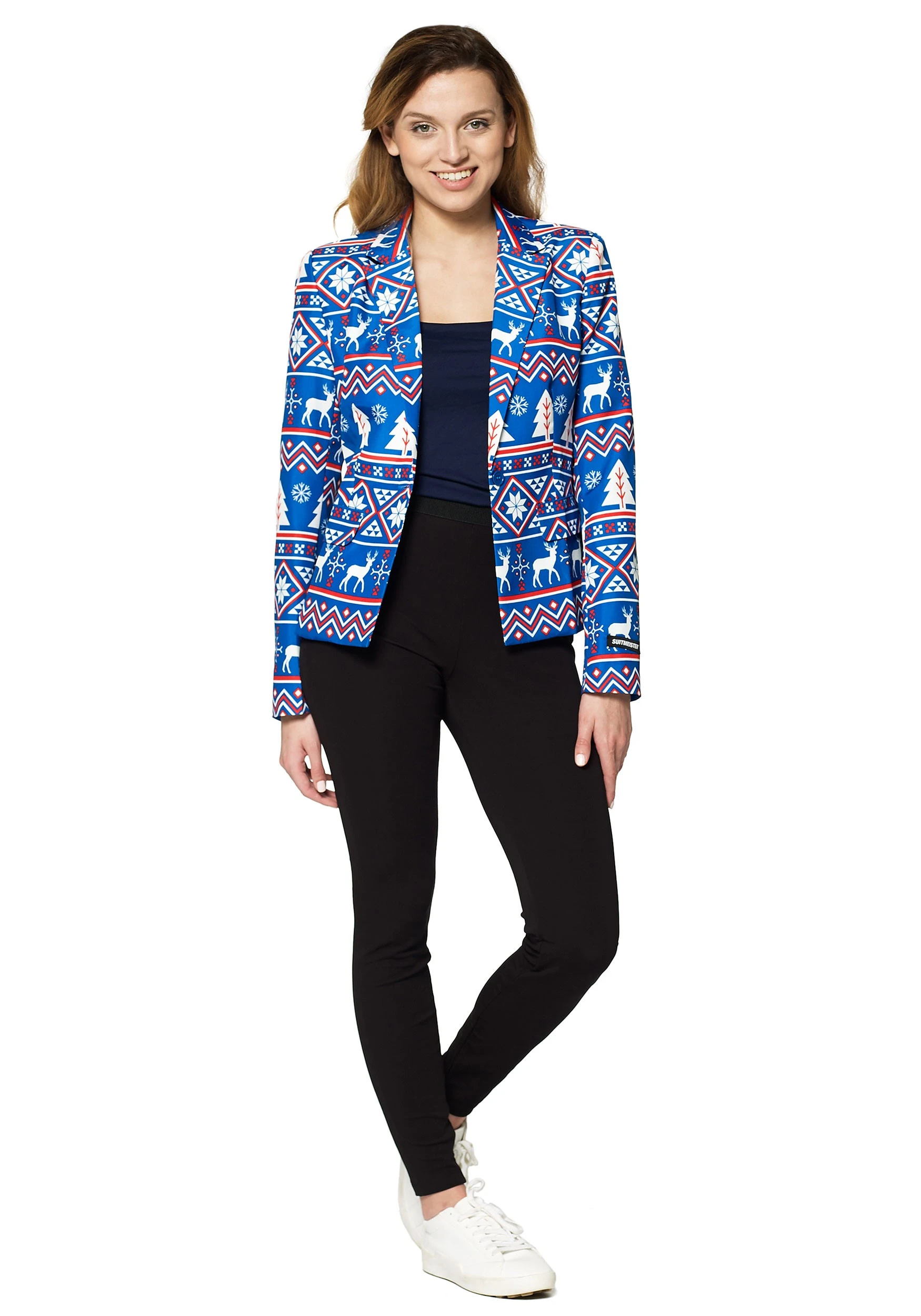 Opposuits Suitmeister Christmas Nordic Blue Women's Blazer 1 Opposuits Suitmeister Christmas Nordic Blue Women's Blazer