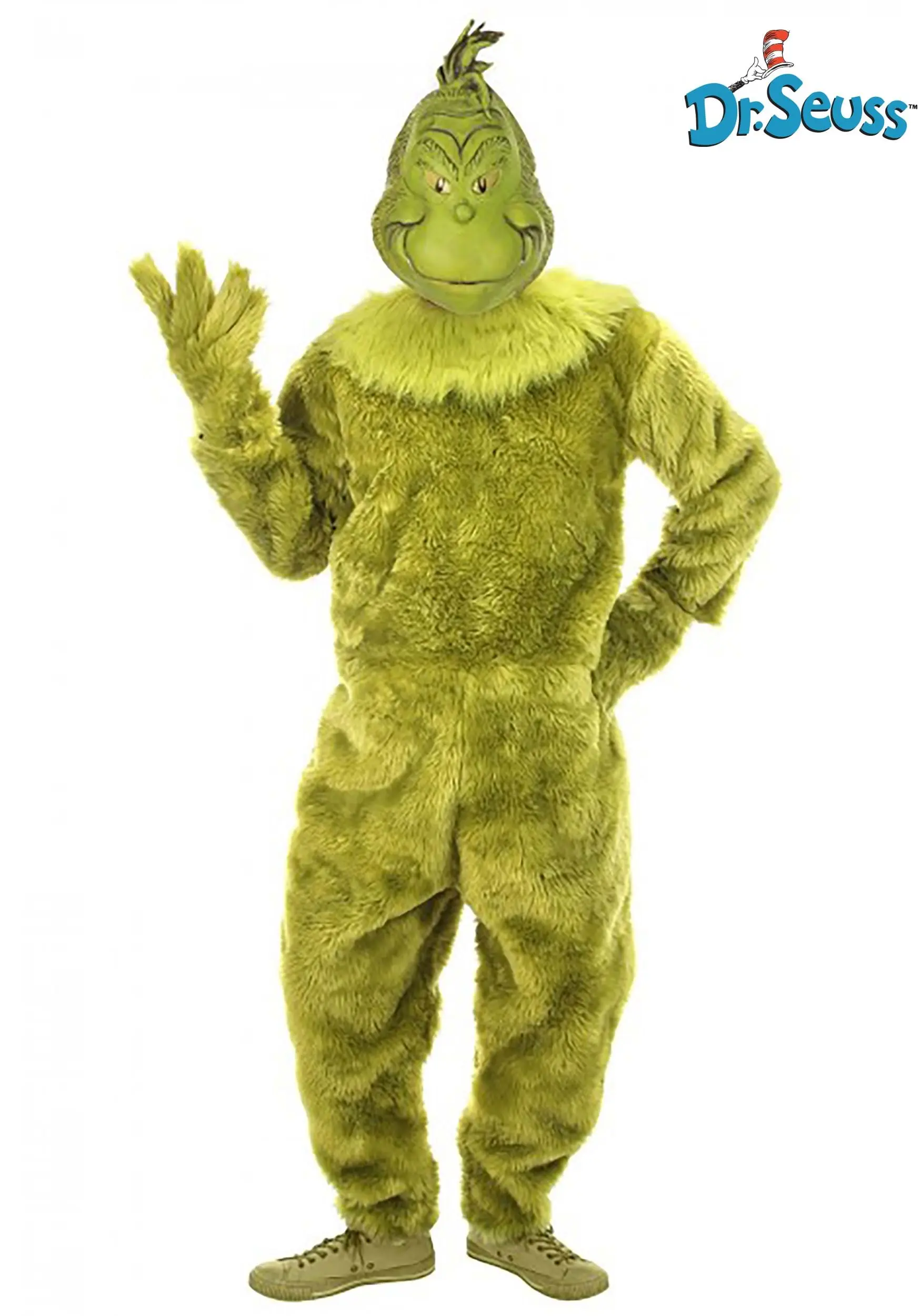 Elope Men's The Grinch Deluxe Jumpsuit W/ Latex Mask 1 Elope Men's The Grinch Deluxe Jumpsuit W/ Latex Mask