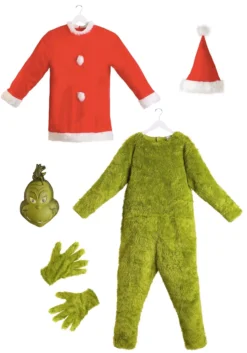Elope Adult The Grinch Plus Size Santa Deluxe Jumpsuit With Mask -Cheap Anna Costumes Store the grinch santa adult plus size deluxe costume alt 6