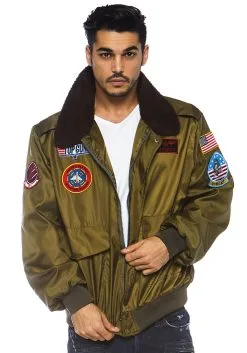 LEG AVENUE Mens Top Gun Nylon Bomber Jacket Costume