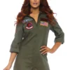 LEG AVENUE Top Gun Flight Suit Women's Romper Costume