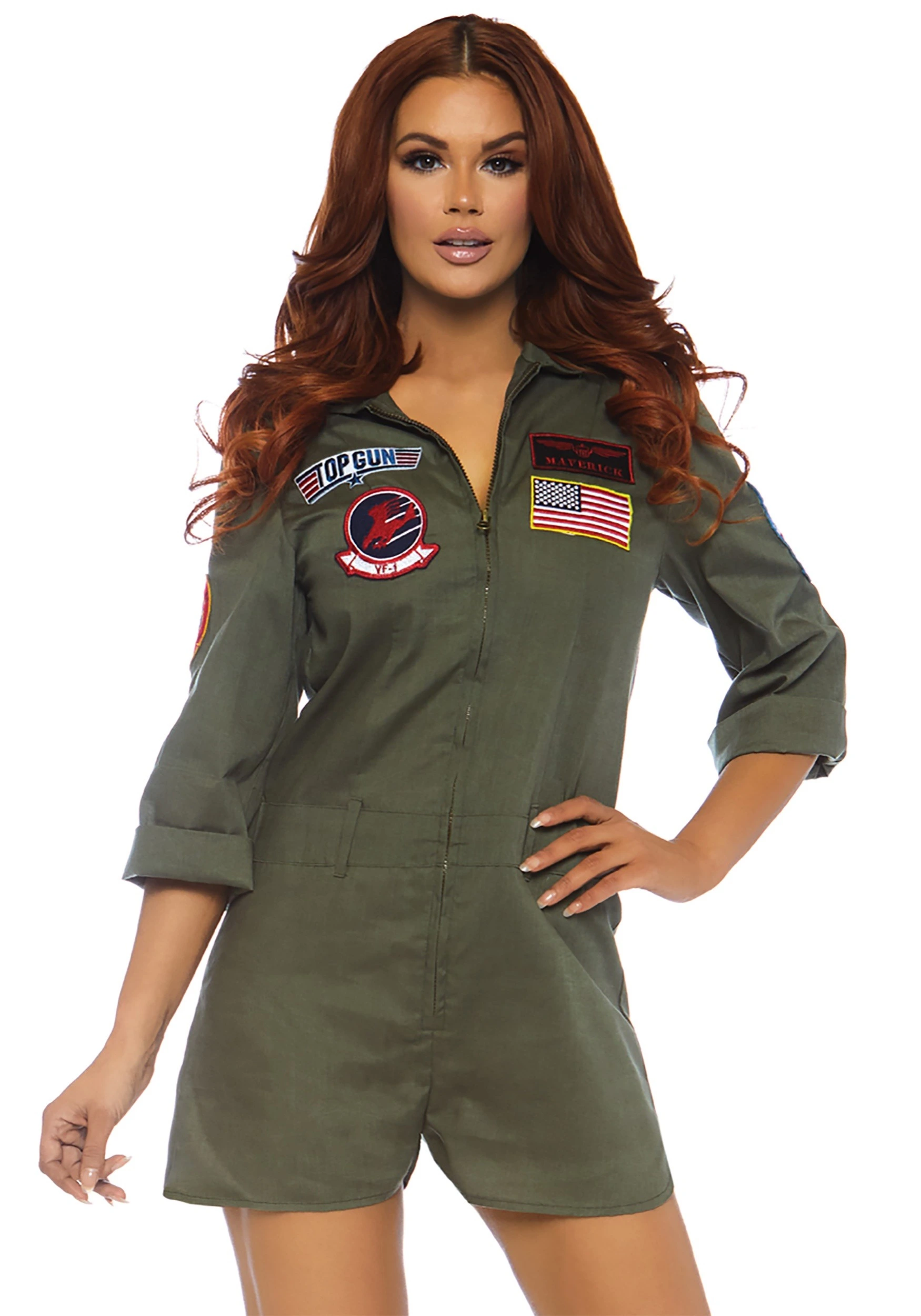 LEG AVENUE Top Gun Flight Suit Women's Romper Costume 1 LEG AVENUE Top Gun Flight Suit Women's Romper Costume