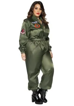 LEG AVENUE Top-Gun Women's Plus Size Flight Suit Costume