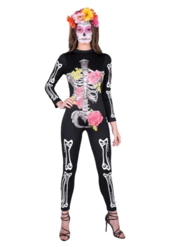 Karnival Costumes Women's Day Of The Dead Catsuit Costume